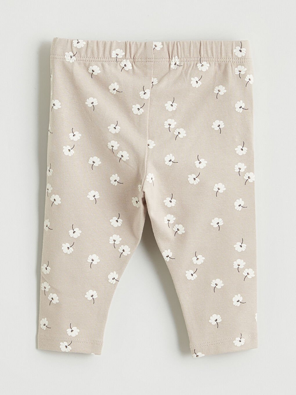 Ekru Çiçek Baskılı Kız Bebek Tişört ve Eşofman Alt Takım-6