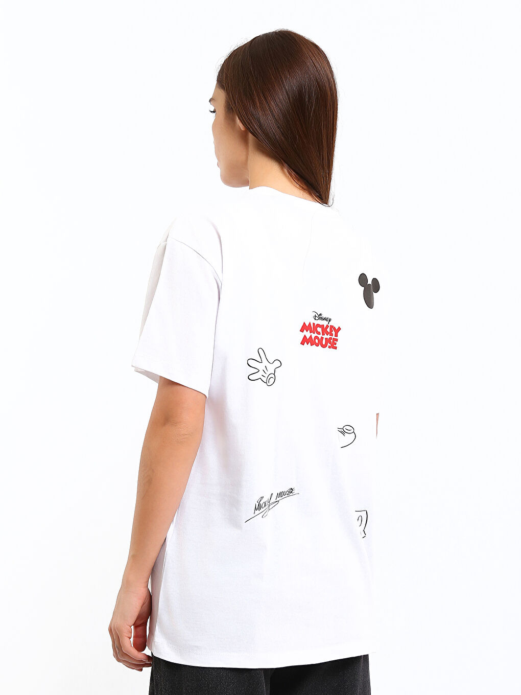 Crew Neck Mickey Mouse Printed Women's T-Shirt-4