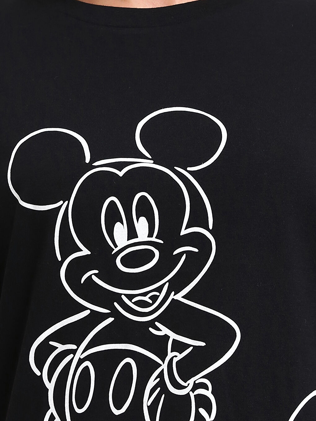 Crew Neck Mickey Mouse Printed Women's T-Shirt-2