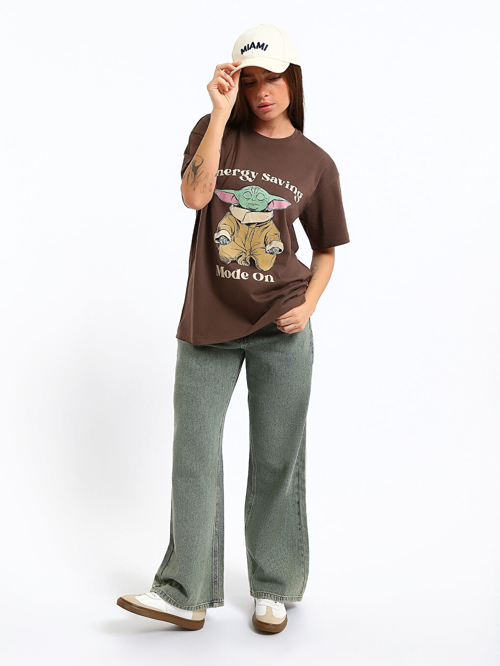 Crew Neck Baby Yoda Printed Women's T-Shirt-1