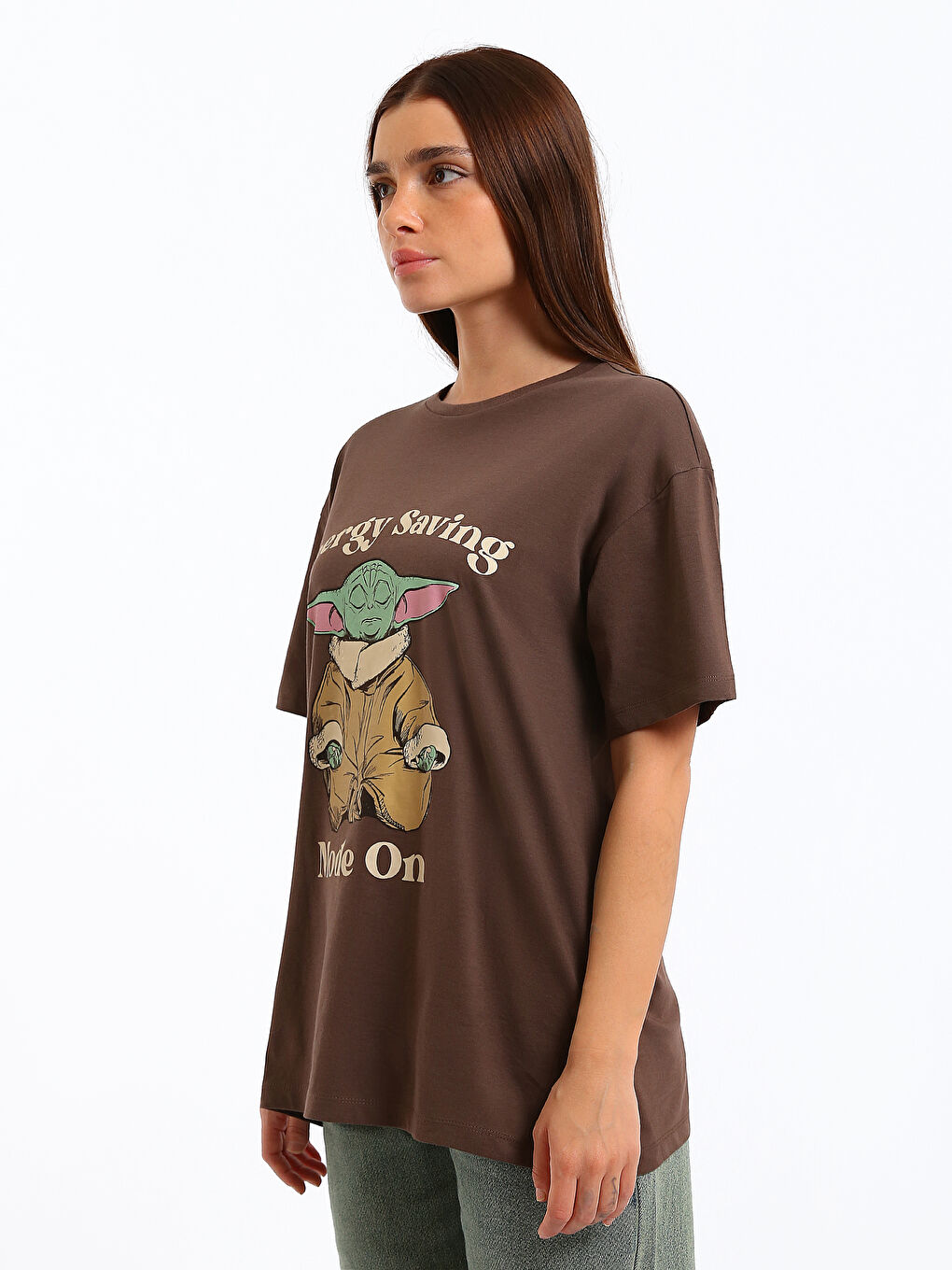 Crew Neck Baby Yoda Printed Women's T-Shirt-3