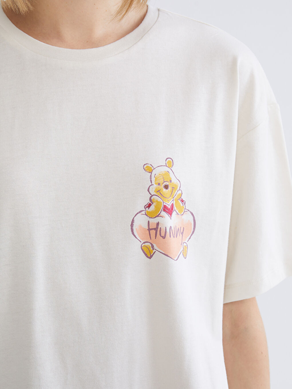 Crew Neck Winnie the Pooh Printed Women's T-Shirt-2