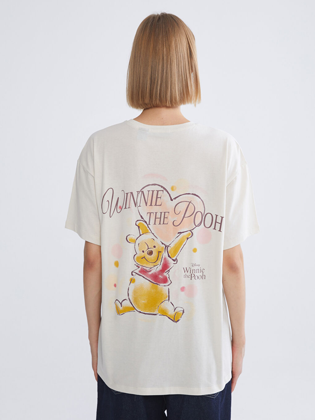 Crew Neck Winnie the Pooh Printed Women's T-Shirt-3