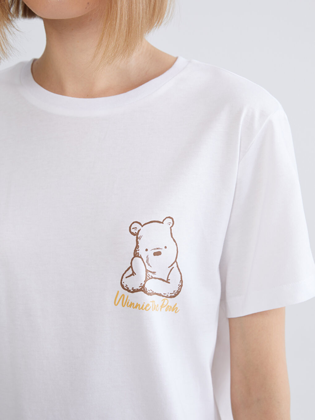 Crew Neck Winnie the Pooh Printed Women's T-Shirt-2