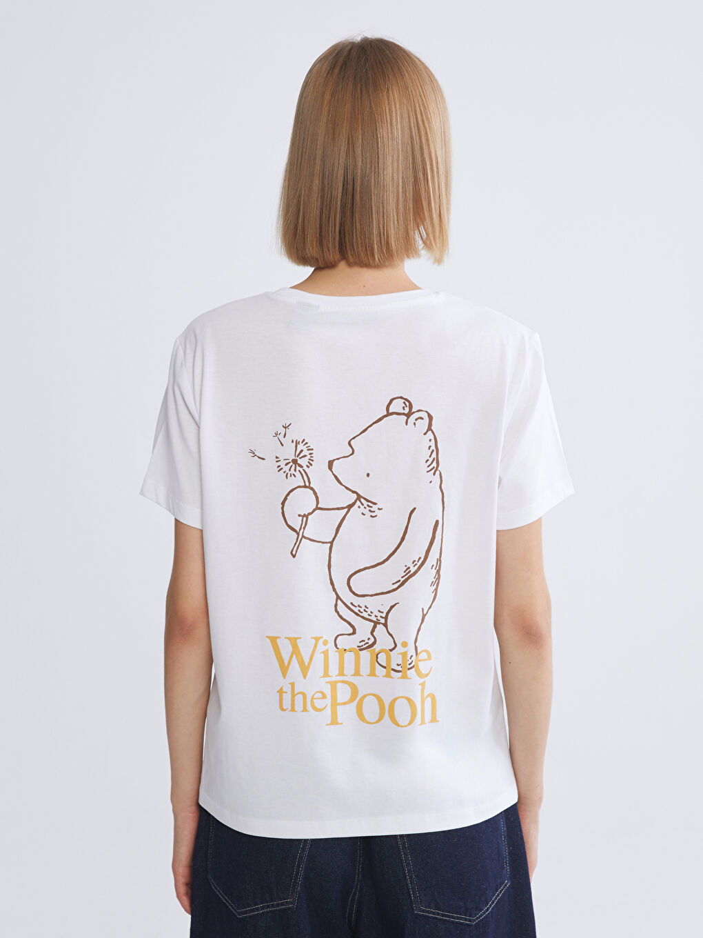 Crew Neck Winnie the Pooh Printed Women's T-Shirt-3