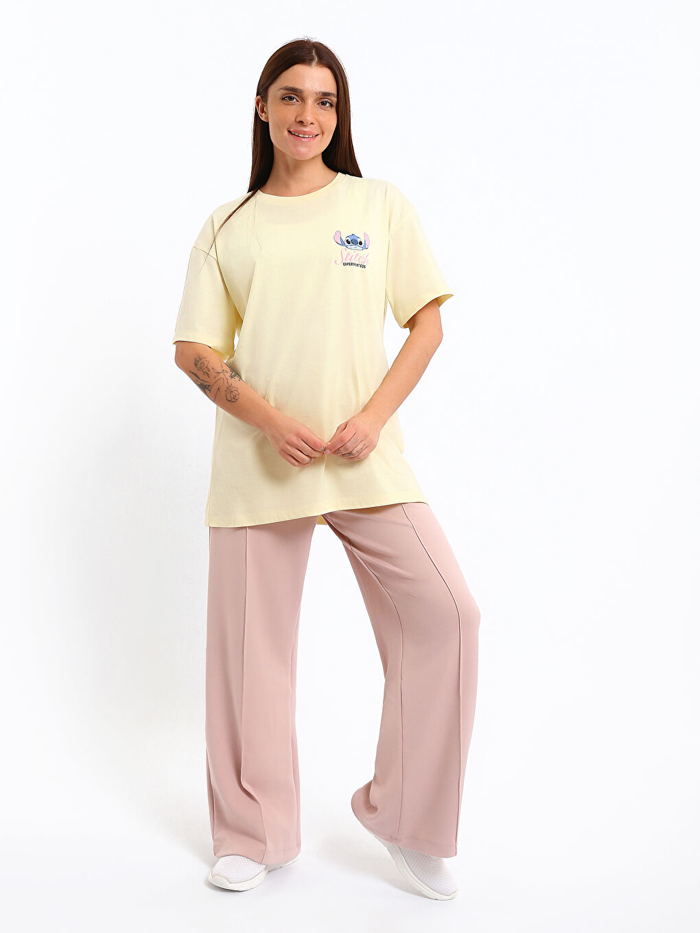 Crew Neck Stitch Printed Women's T-Shirt-1