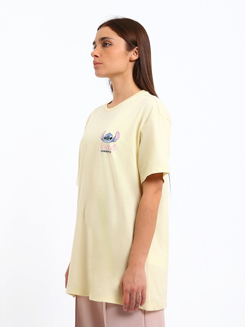 Crew Neck Stitch Printed Women's T-Shirt-3