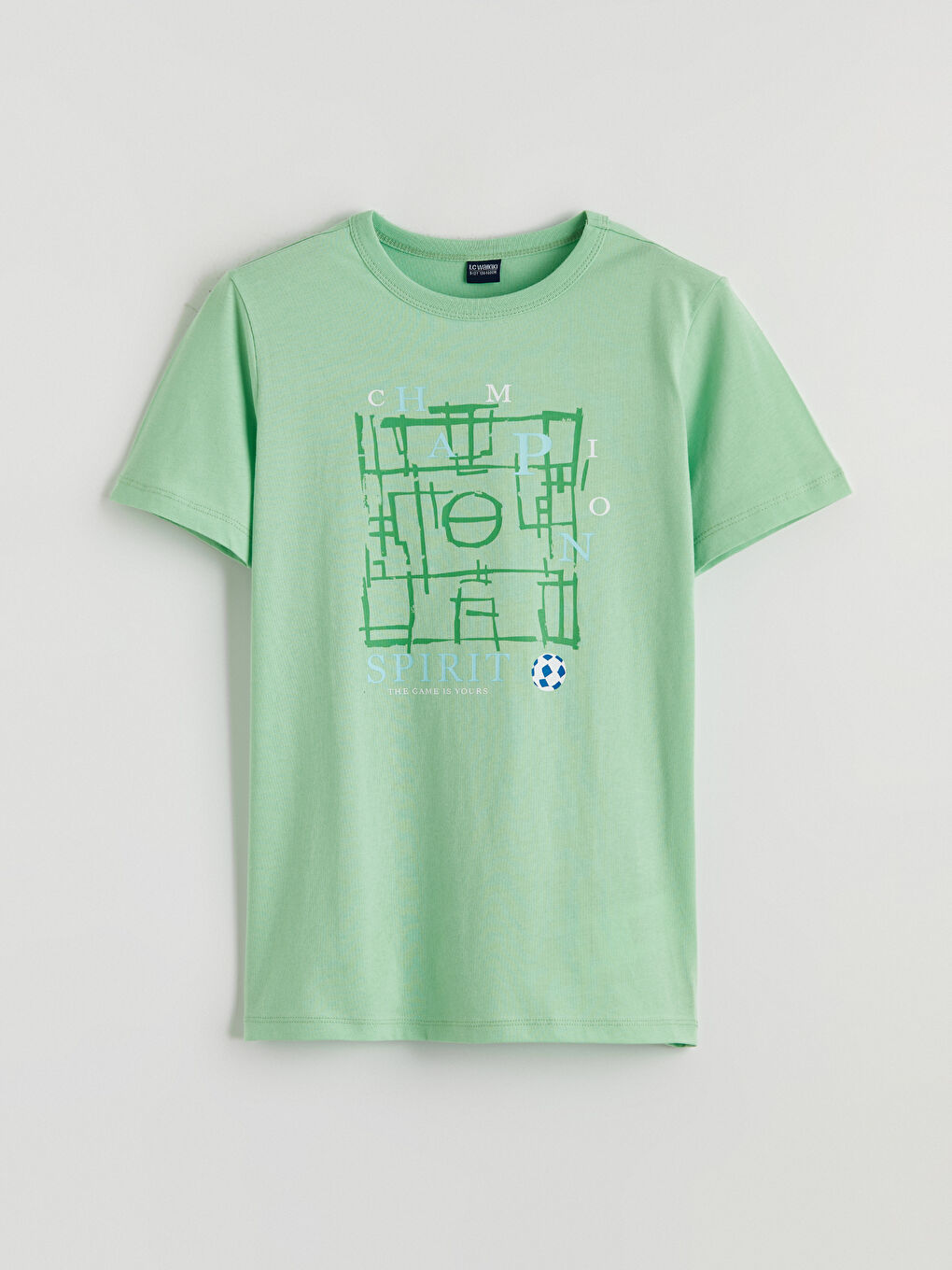 Yeşil Bisiklet Yaka Baskılı Erkek Çocuk Tişört