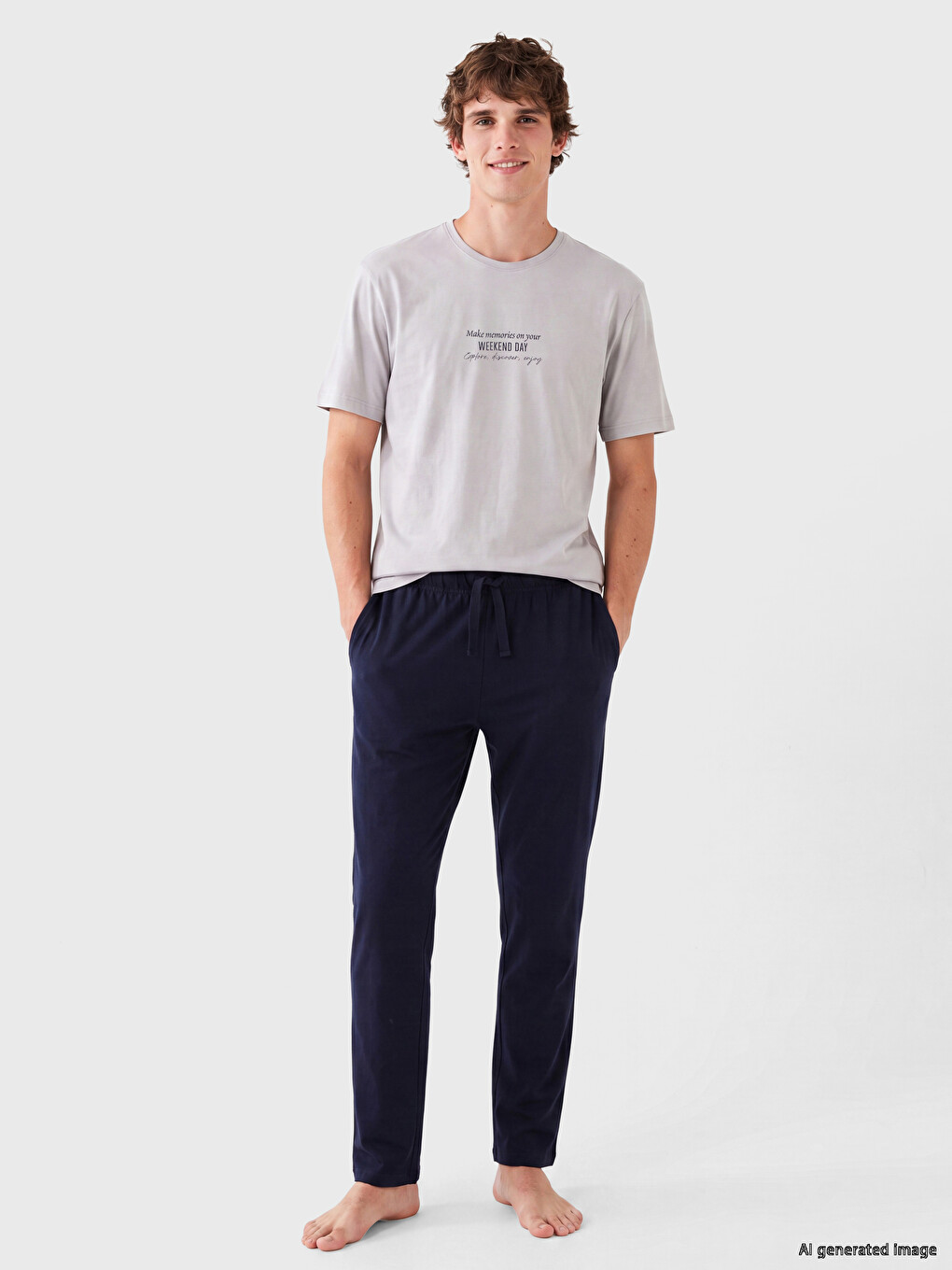 Стандардно Кроени Печатени Пижами Сет За Мажи-1