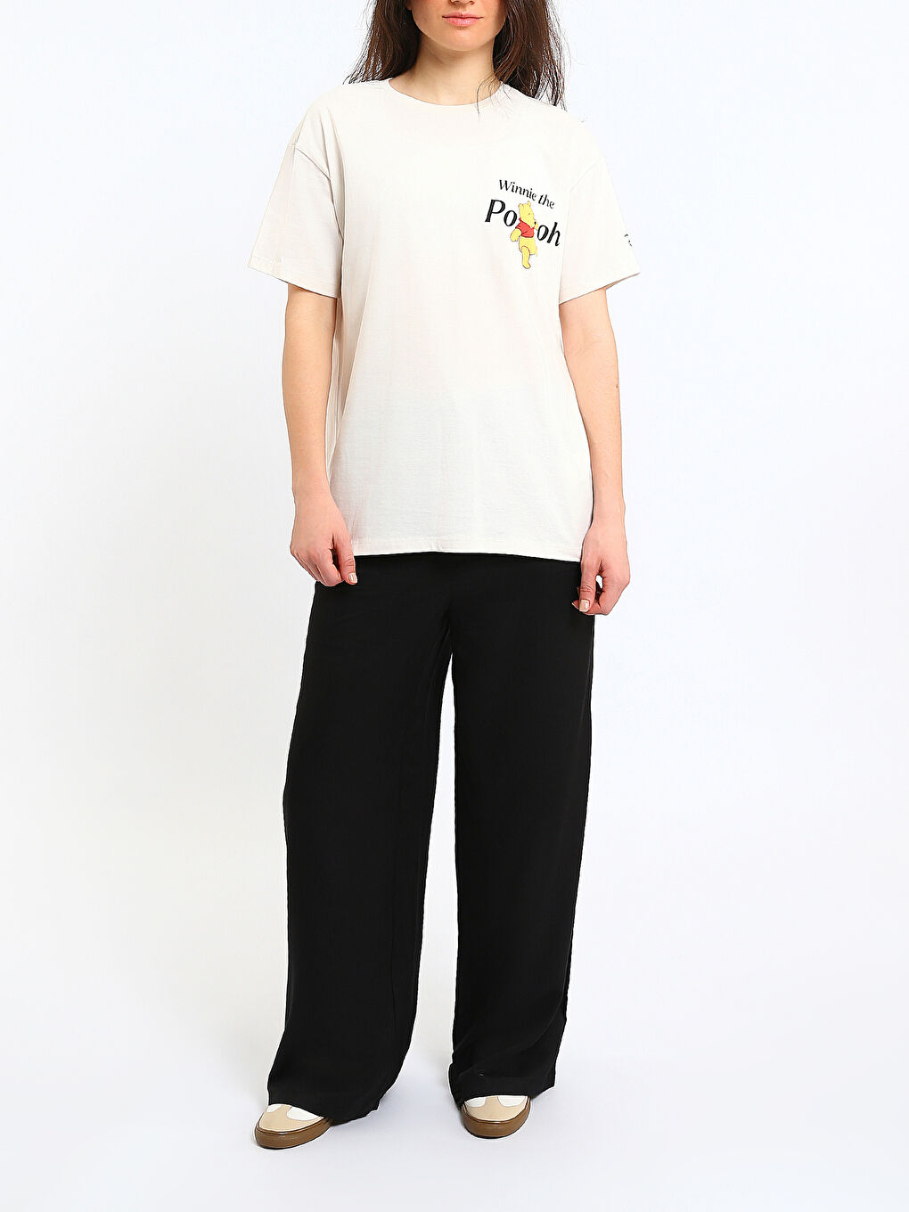 Crew Neck Winnie the Pooh Printed Women's T-Shirt-1