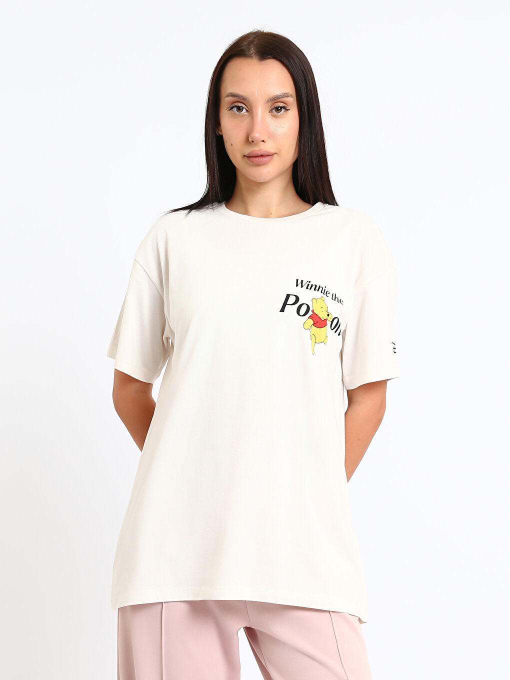 Crew Neck Winnie the Pooh Printed Women's T-Shirt