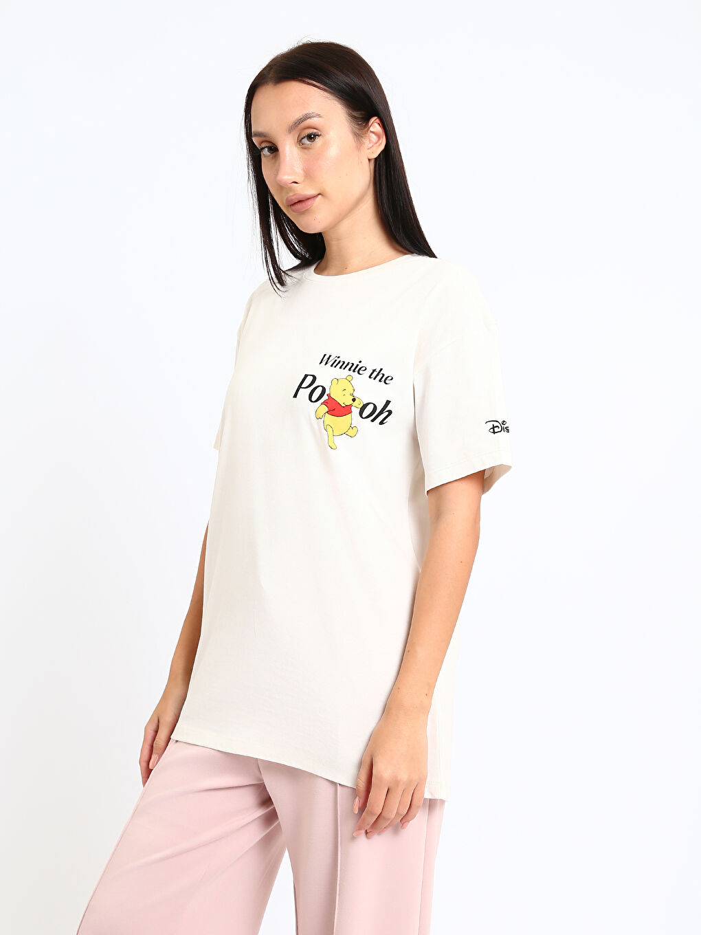 Crew Neck Winnie the Pooh Printed Women's T-Shirt-3