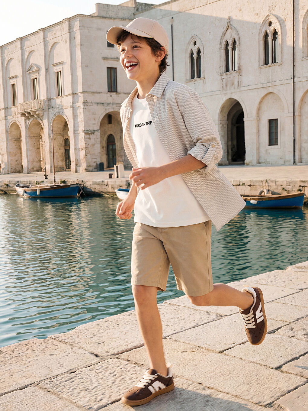 Bej Erkek Çocuk Gabardin Şort