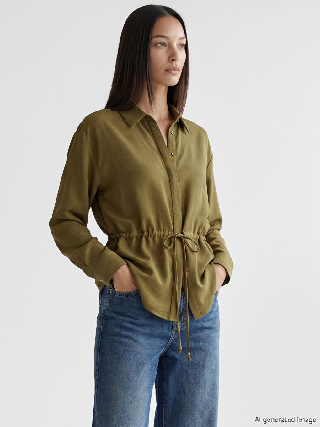 Waist Ruched Women's Shirt