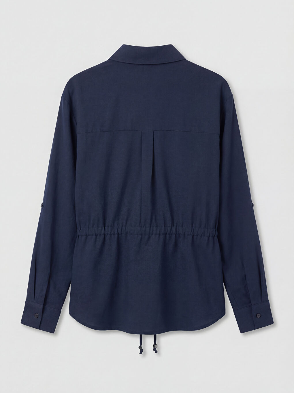 Lacivert Beli Büzgülü Kadın Gömlek-5