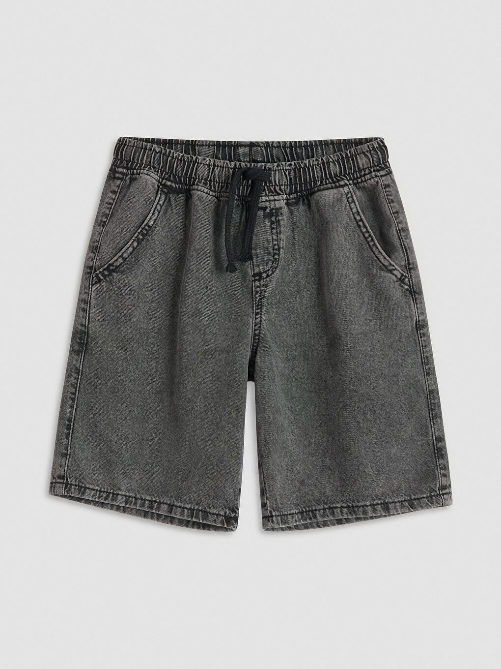 Antrasit Beli Lastikli Erkek Çocuk Jean Şort