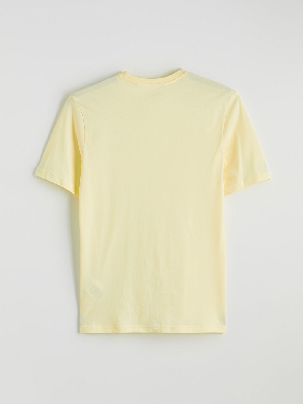 Sarı Bisiklet Yaka Baskılı Penye Erkek Tişört-2