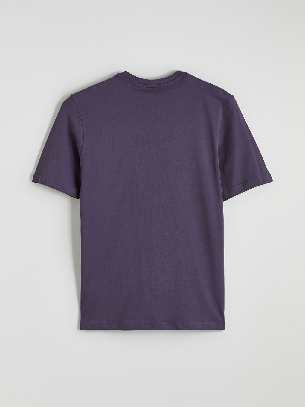 Mor Bisiklet Yaka Baskılı Penye Erkek Tişört-2