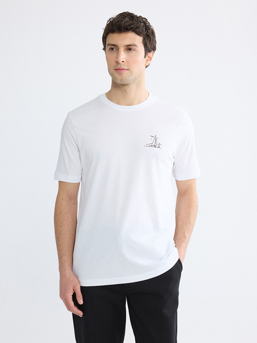 Plus Size Crew Neck Printed Cotton Men's T-Shirt