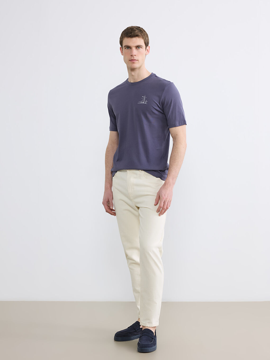 Tricou bărbați din jerseu imprimat cu guler rotund-1