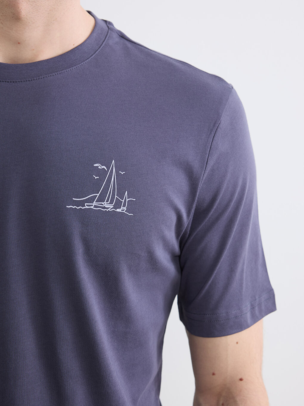 Tricou bărbați din jerseu imprimat cu guler rotund-2