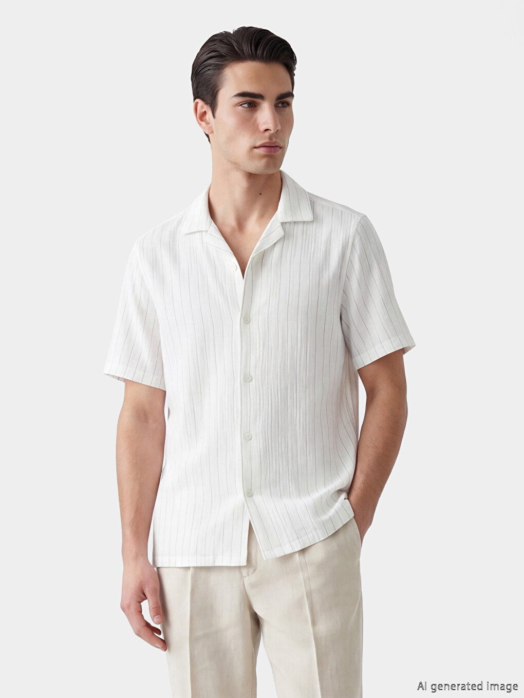 Regular Fit Striped Muslin Men's Shirt