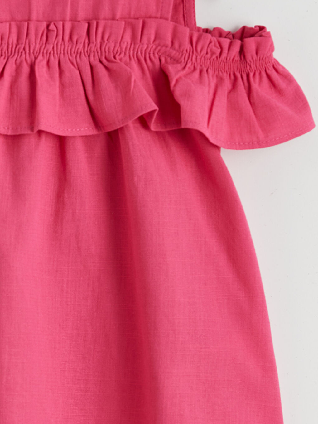 Fuşya Bisiklet Yaka Fırfırlı Kız Çocuk Elbise-2