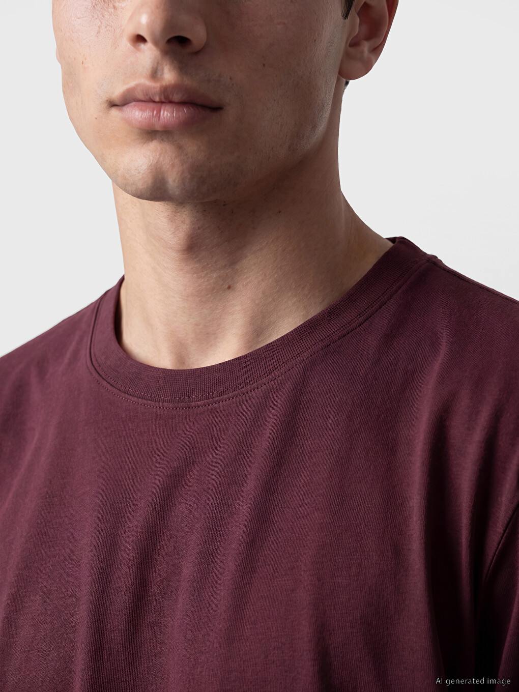 Mürdüm Loose Fit Bisiklet Yaka Erkek Tişört-2