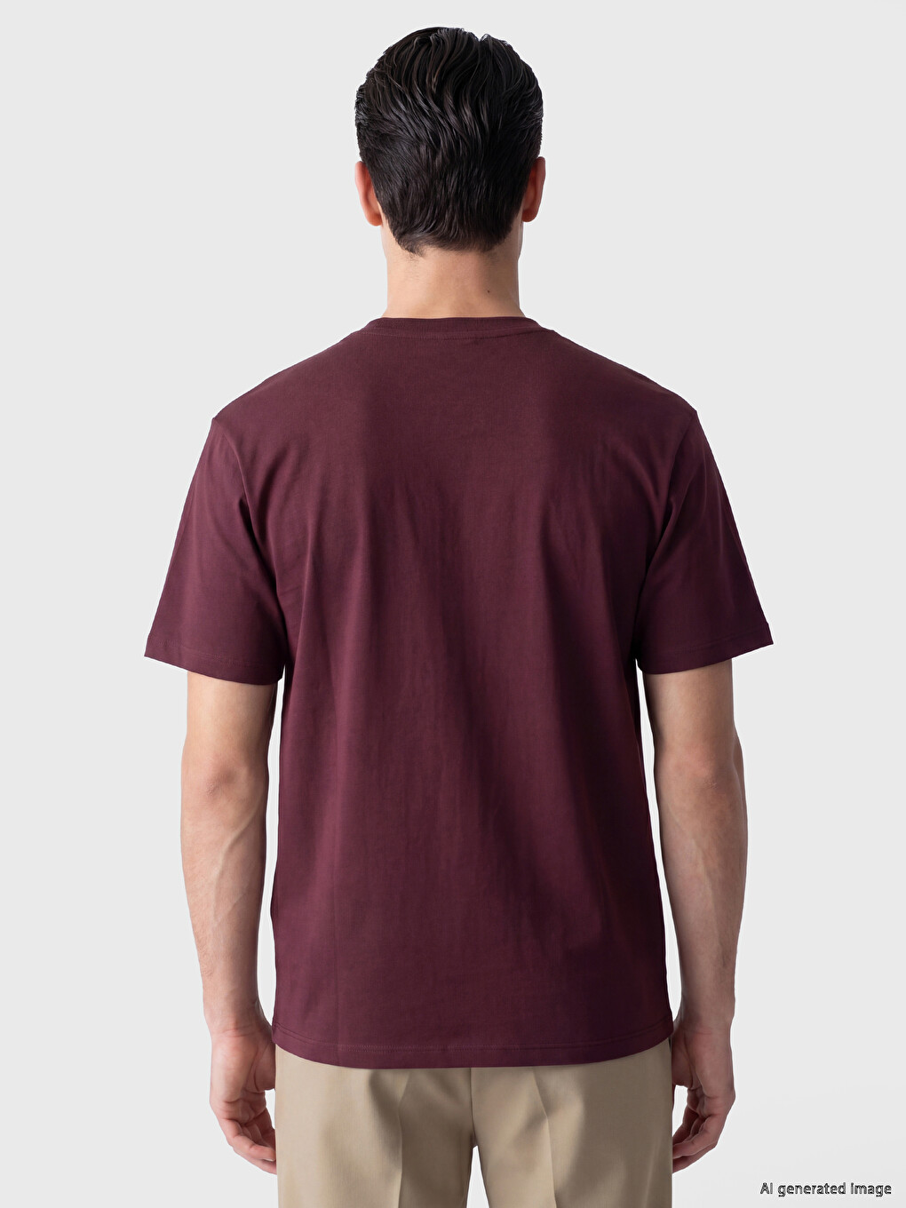 Mürdüm Loose Fit Bisiklet Yaka Erkek Tişört-3