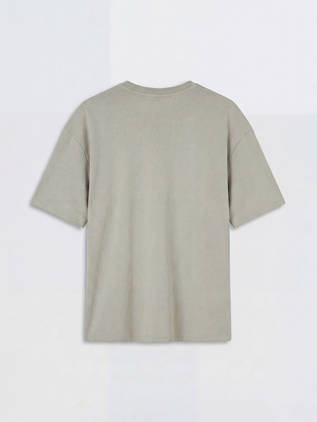 Gri Relax Fit %100 Pamuk Basic Erkek Tişört-5