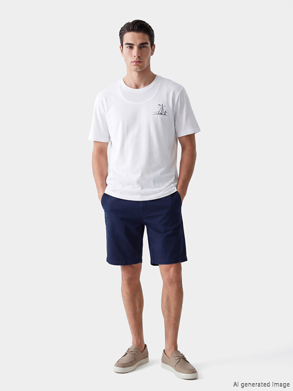 تي شيرت رجالي مطبوع بياقة دائرية-2