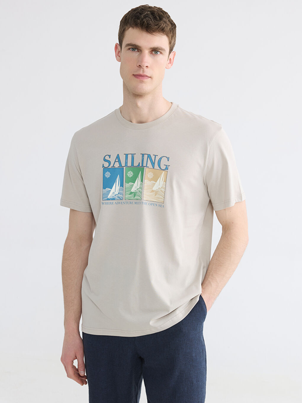 Crew Neck Printed Men's Jersey T-Shirt