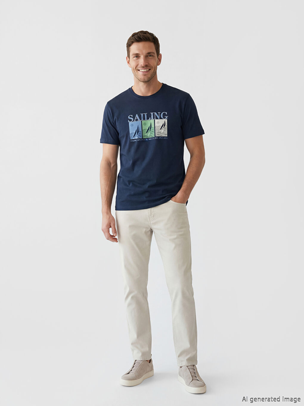 تي شيرت جيرسي مطبوع برقبة مستديرة للرجال-1