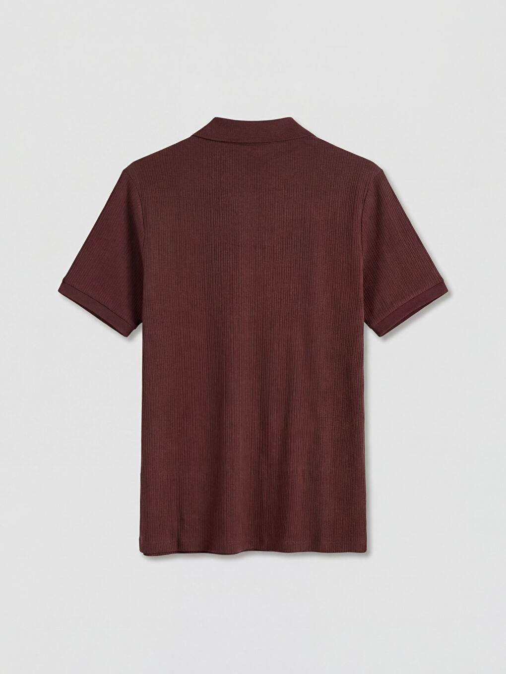 Kahverengi Polo Yaka Strüktürlü Erkek Tişört-1