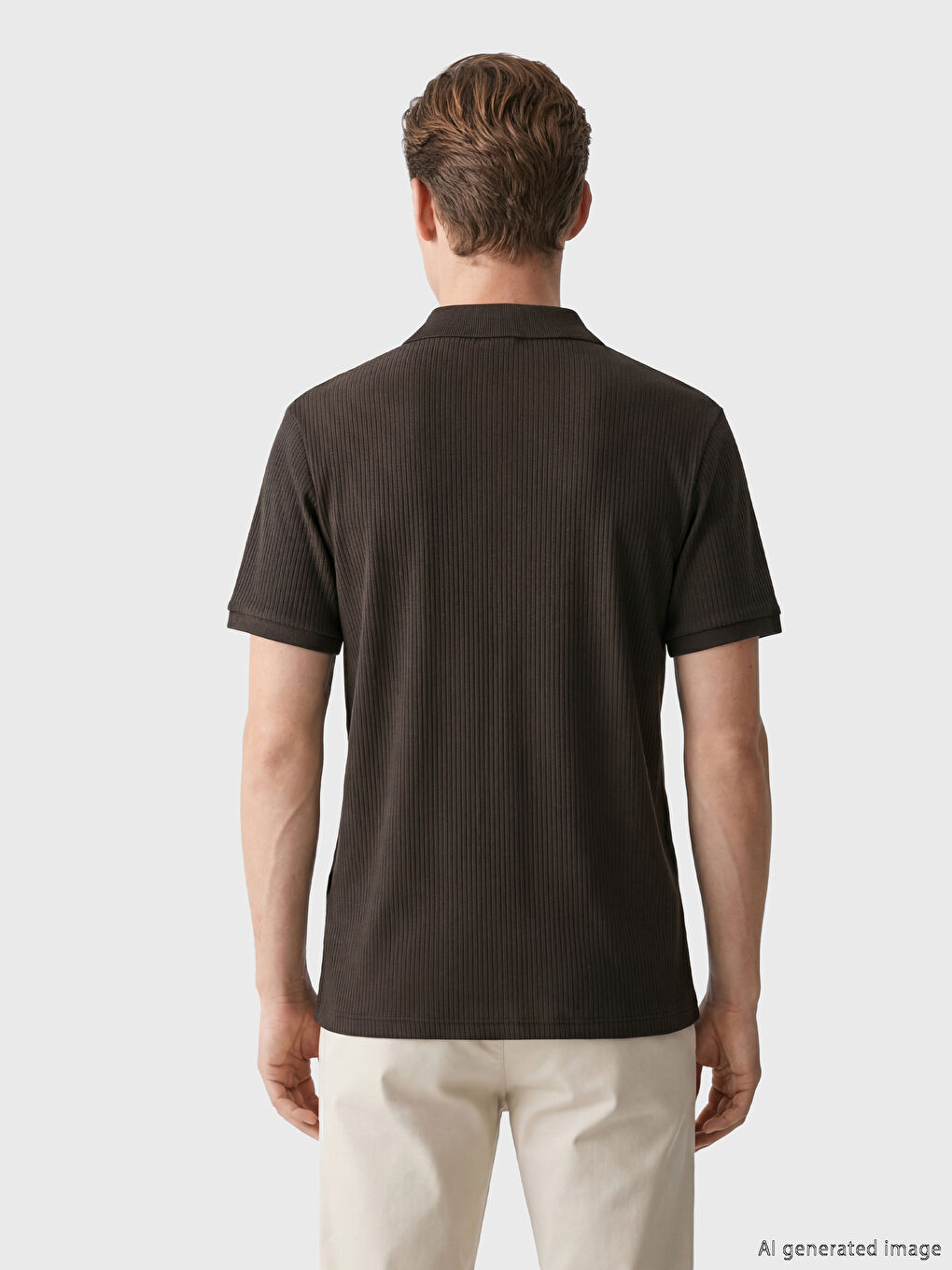 Kahverengi Polo Yaka Erkek Tişört-3