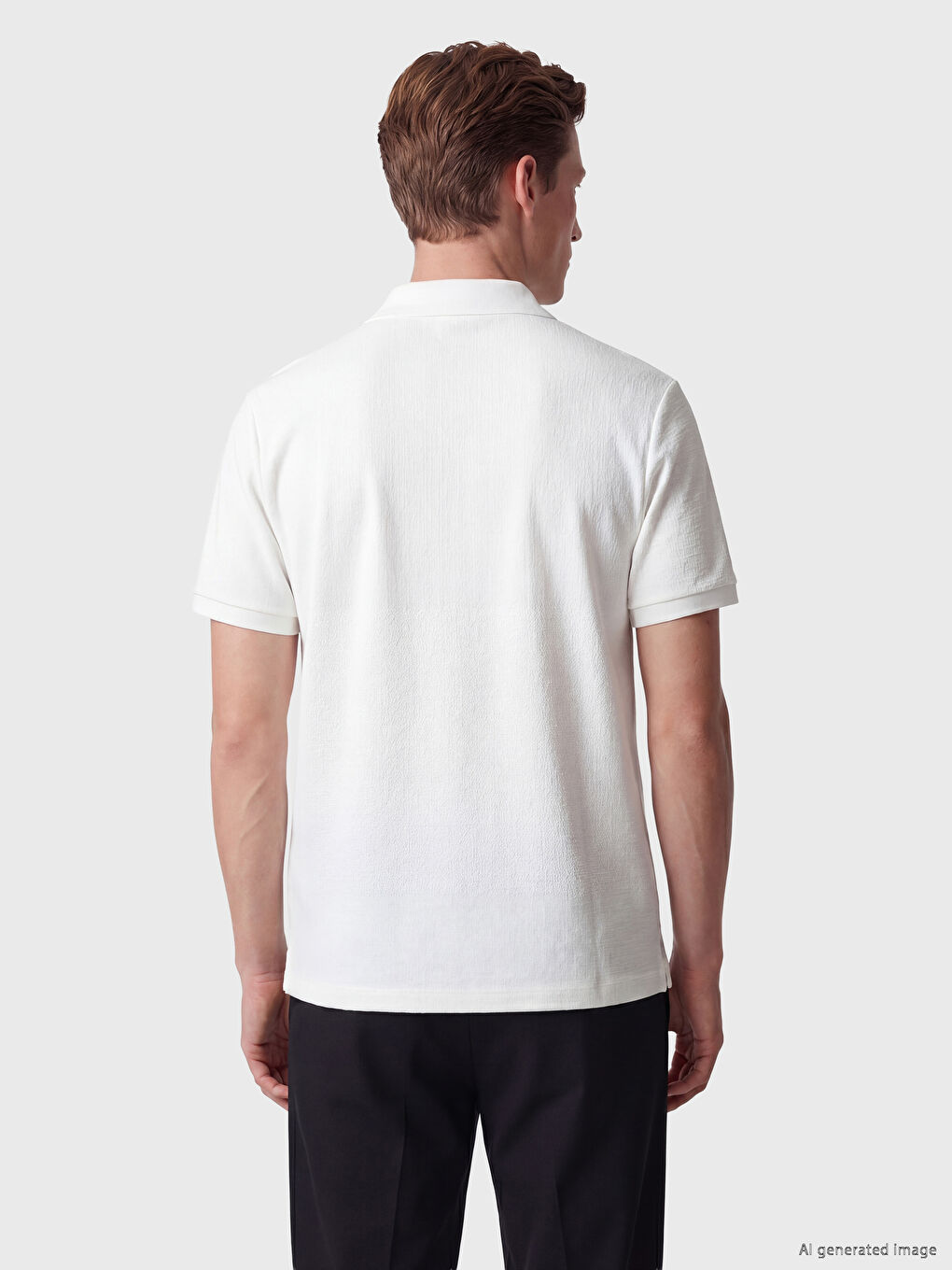 Ekru Standart Fit Polo Yaka Strüktürlü Erkek Tişört-3