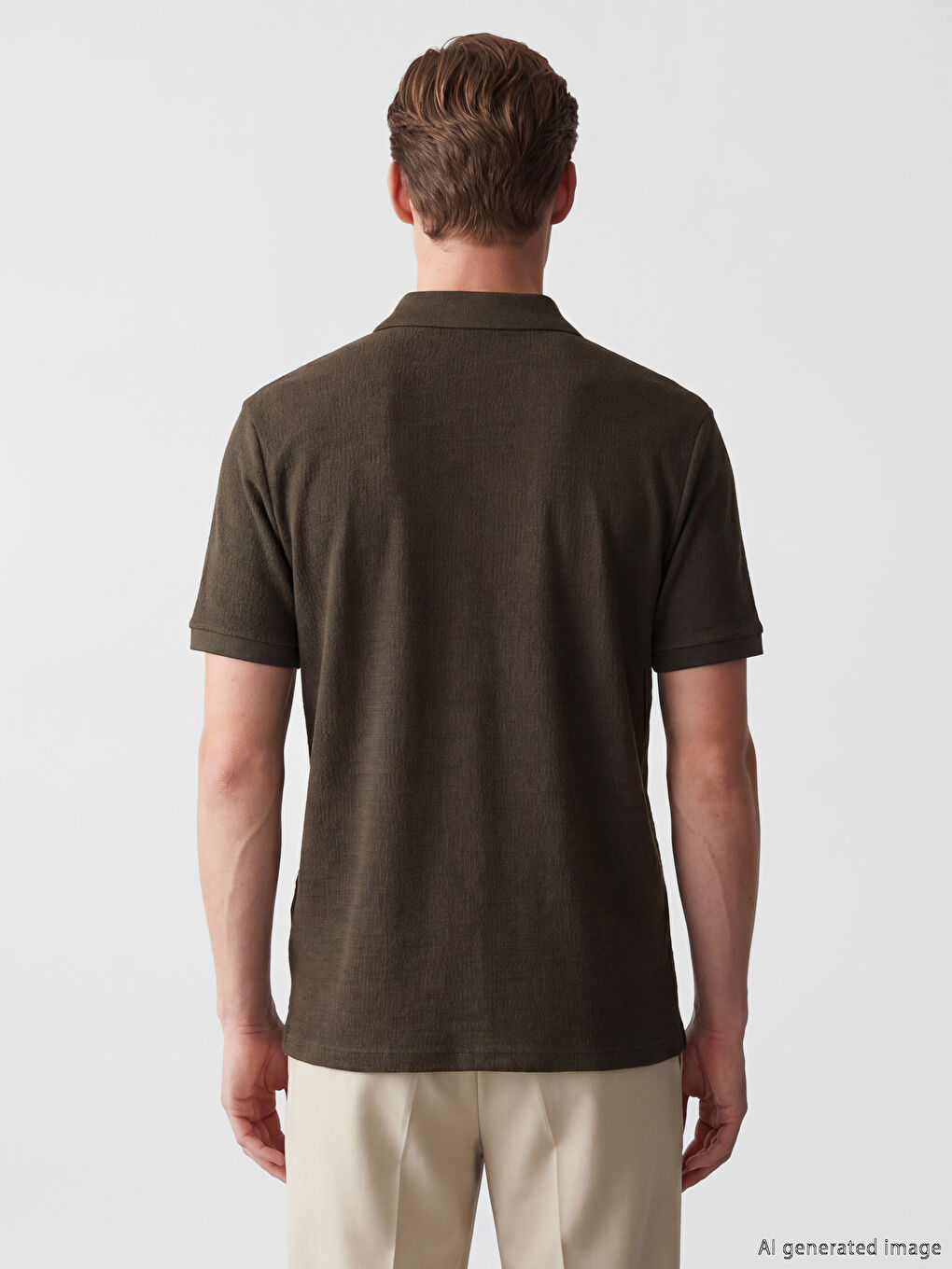 Half-Zip Polo Collar Structured Men's T-Shirt-3