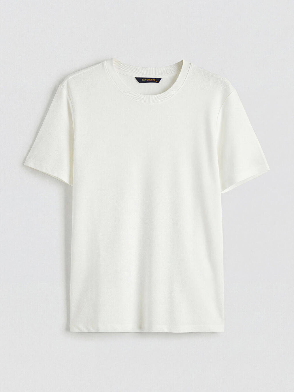 Ekru Bisiklet Yaka Strüktürlü Erkek Tişört