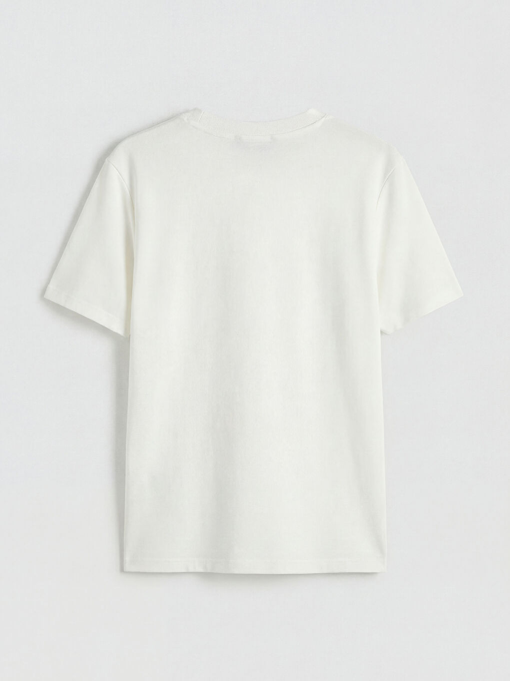 Ekru Bisiklet Yaka Strüktürlü Erkek Tişört-1