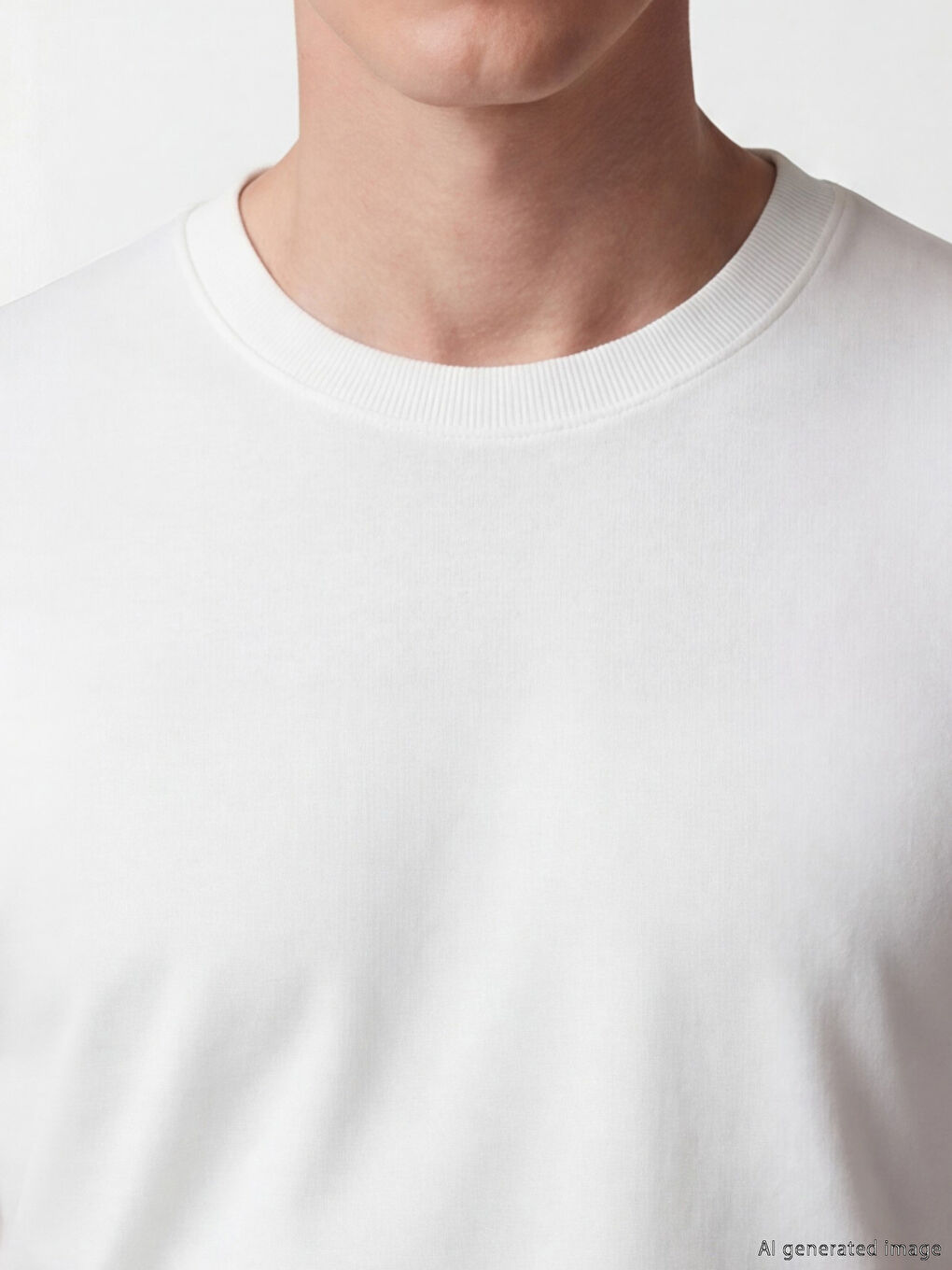 Beyaz Bisiklet Yaka Strüktürlü Erkek Tişört-2