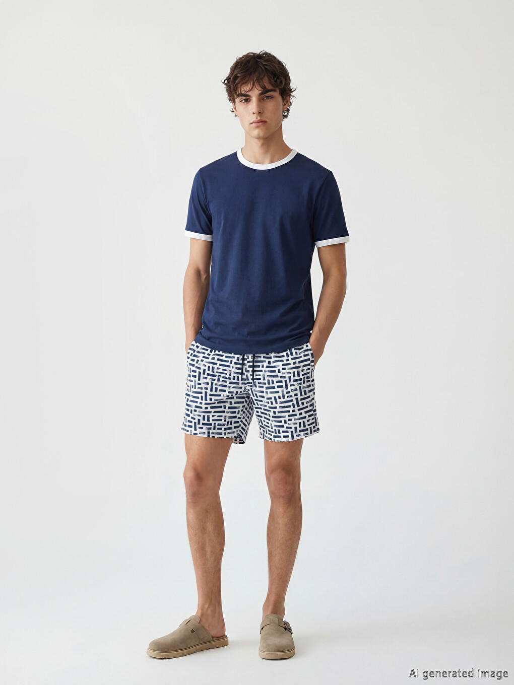Knee Length Patterned Men's Swimming Shorts