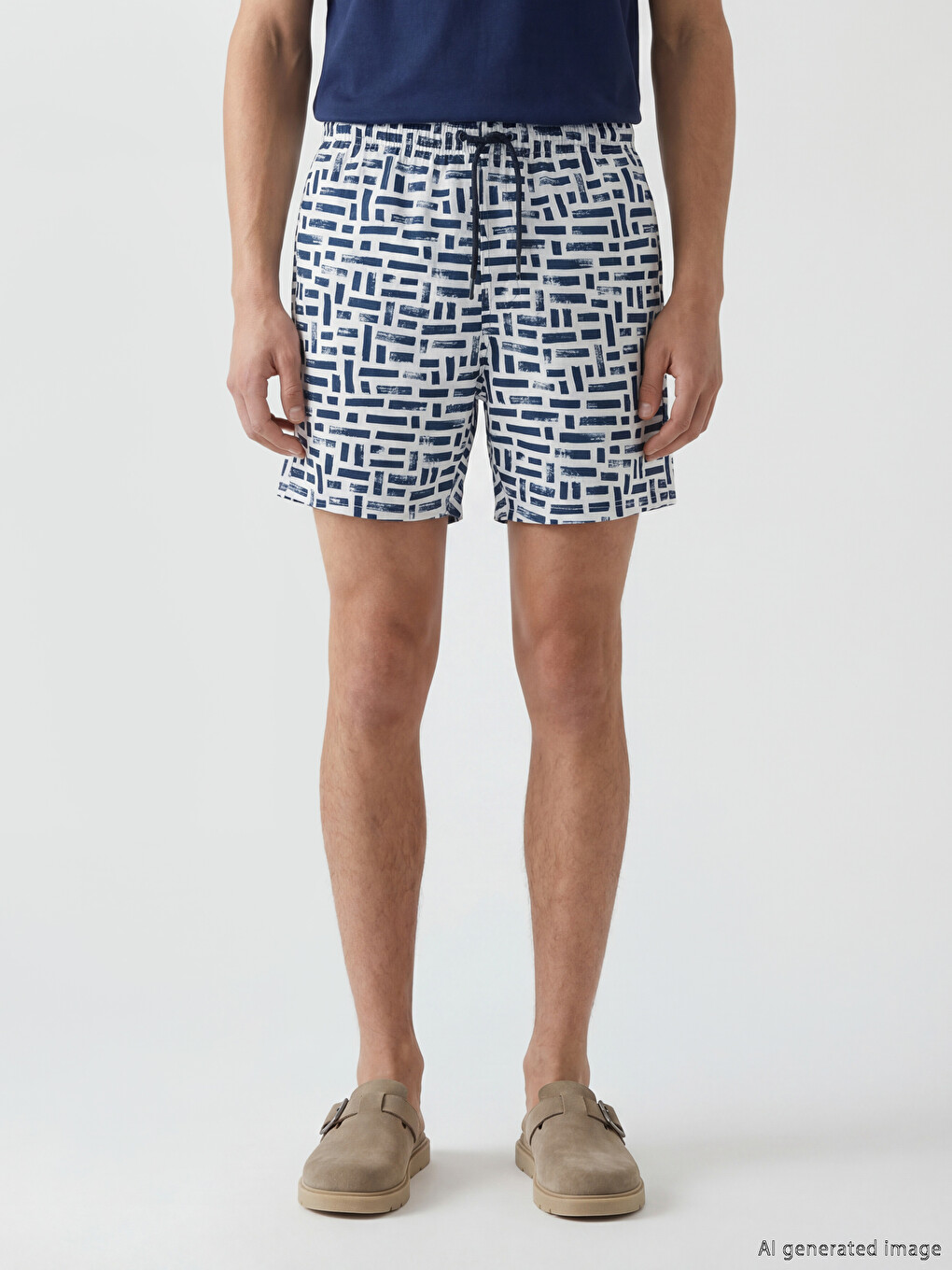 Knee Length Patterned Men's Swimming Shorts-1