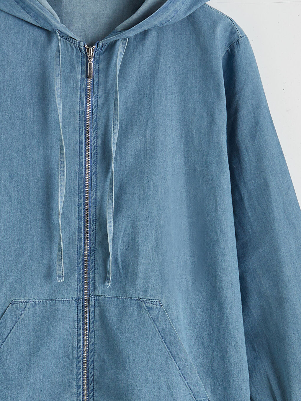 Mavi Kapüşonlu Kadın Jean Tunik-5