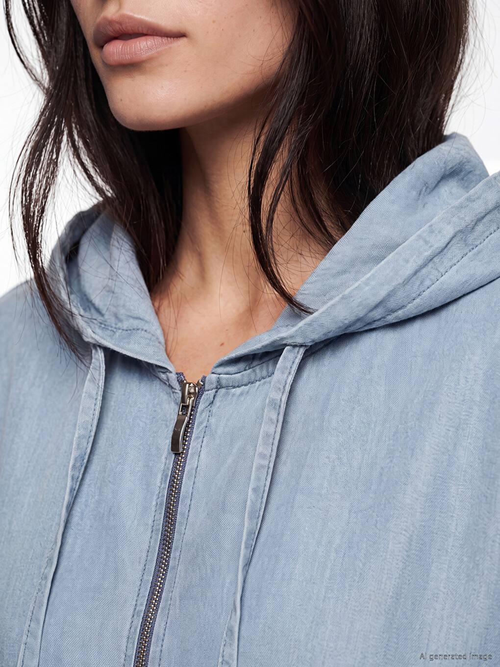Women's Denim Tunic With Hood-4
