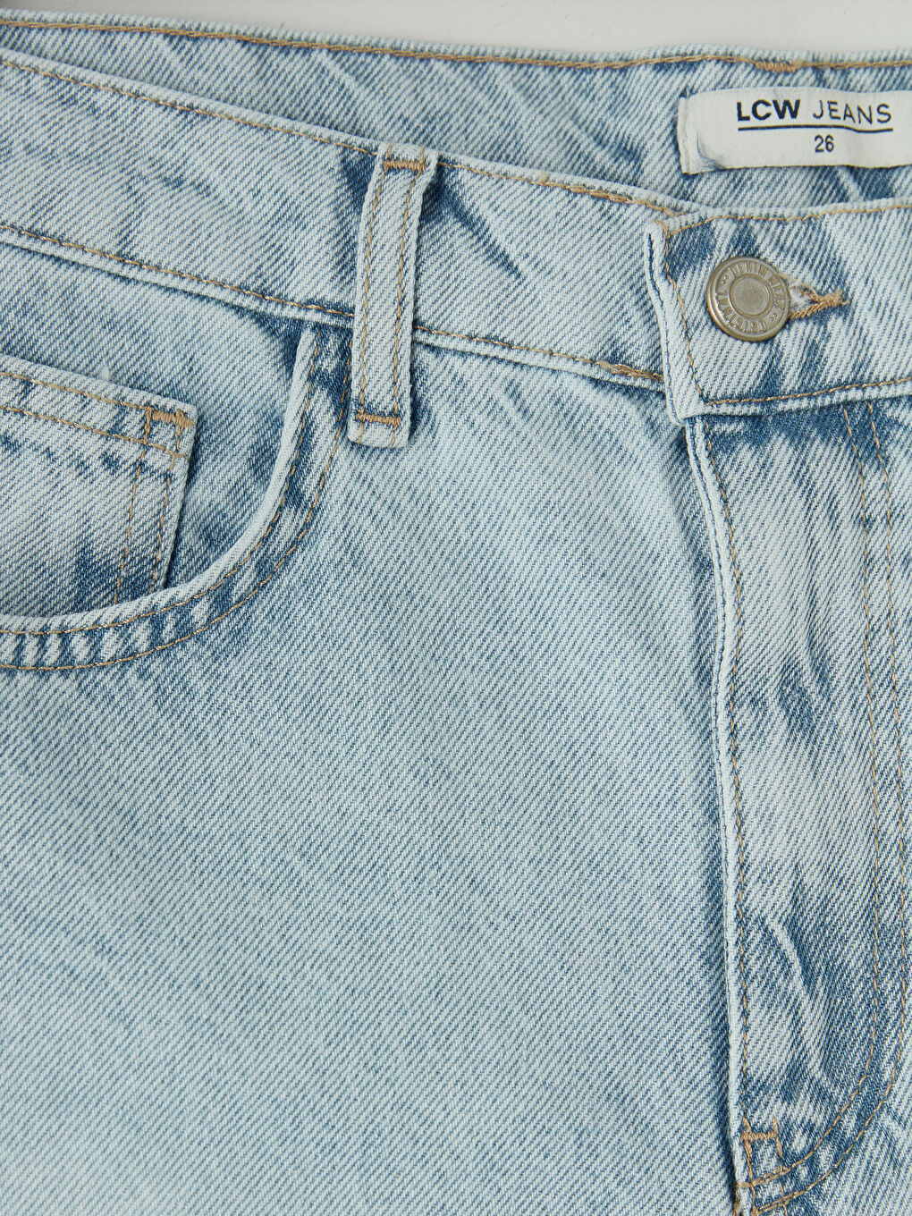 İndigo Yüksek Bel Kadın Jean Şort-2