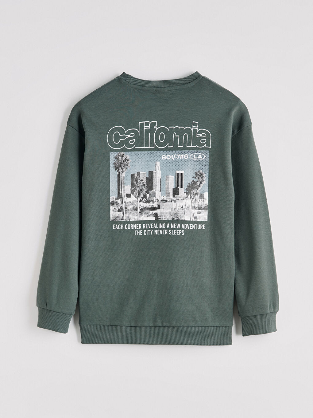 Yeşil California Baskılı Erkek Çocuk Sweatshirt-3