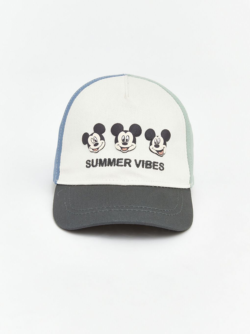 Ekru Mickey Mouse Baskılı Erkek Bebek Kep Şapka