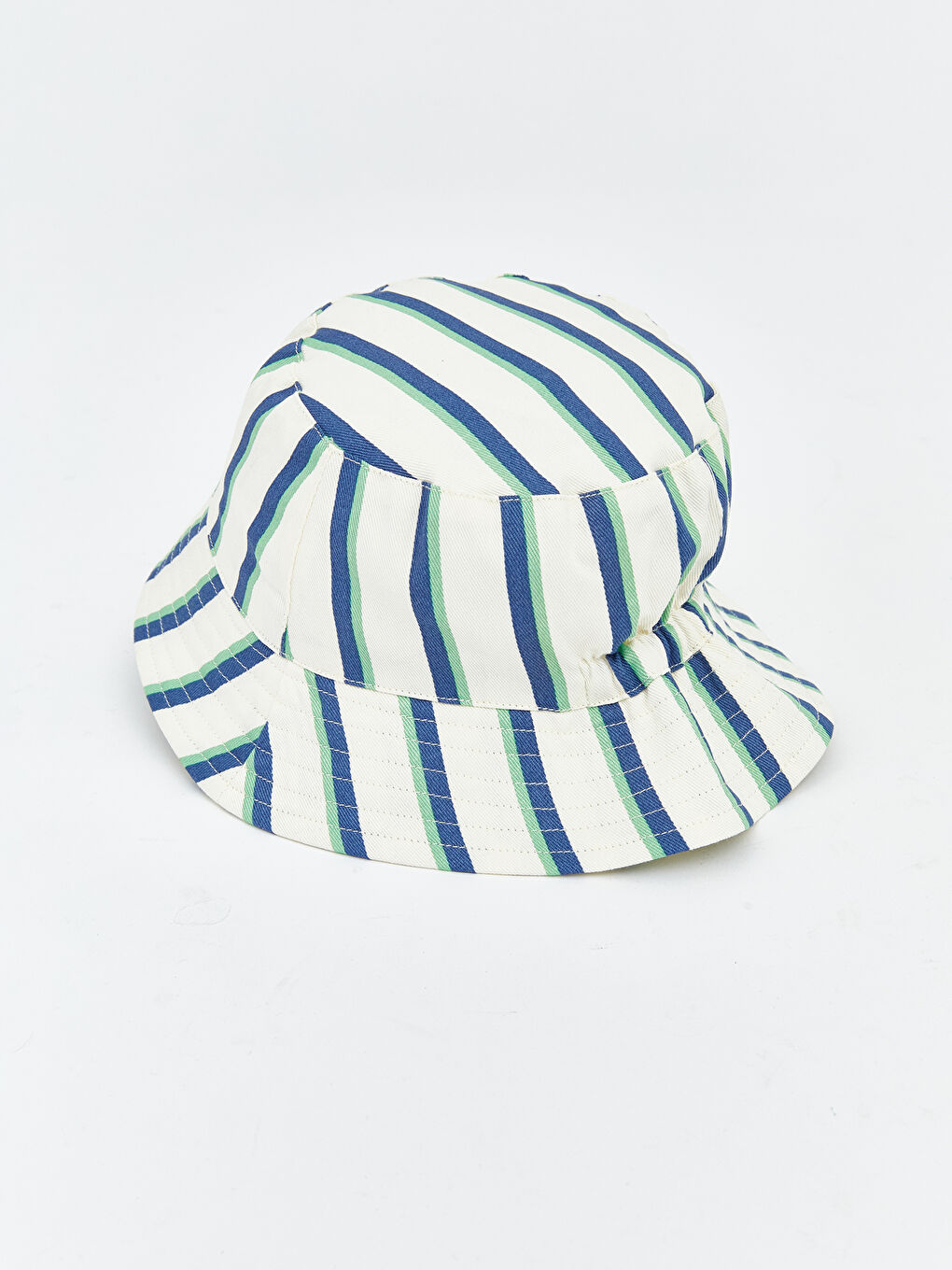 Ekru Çizgili Erkek Bebek Bucket Şapka-2