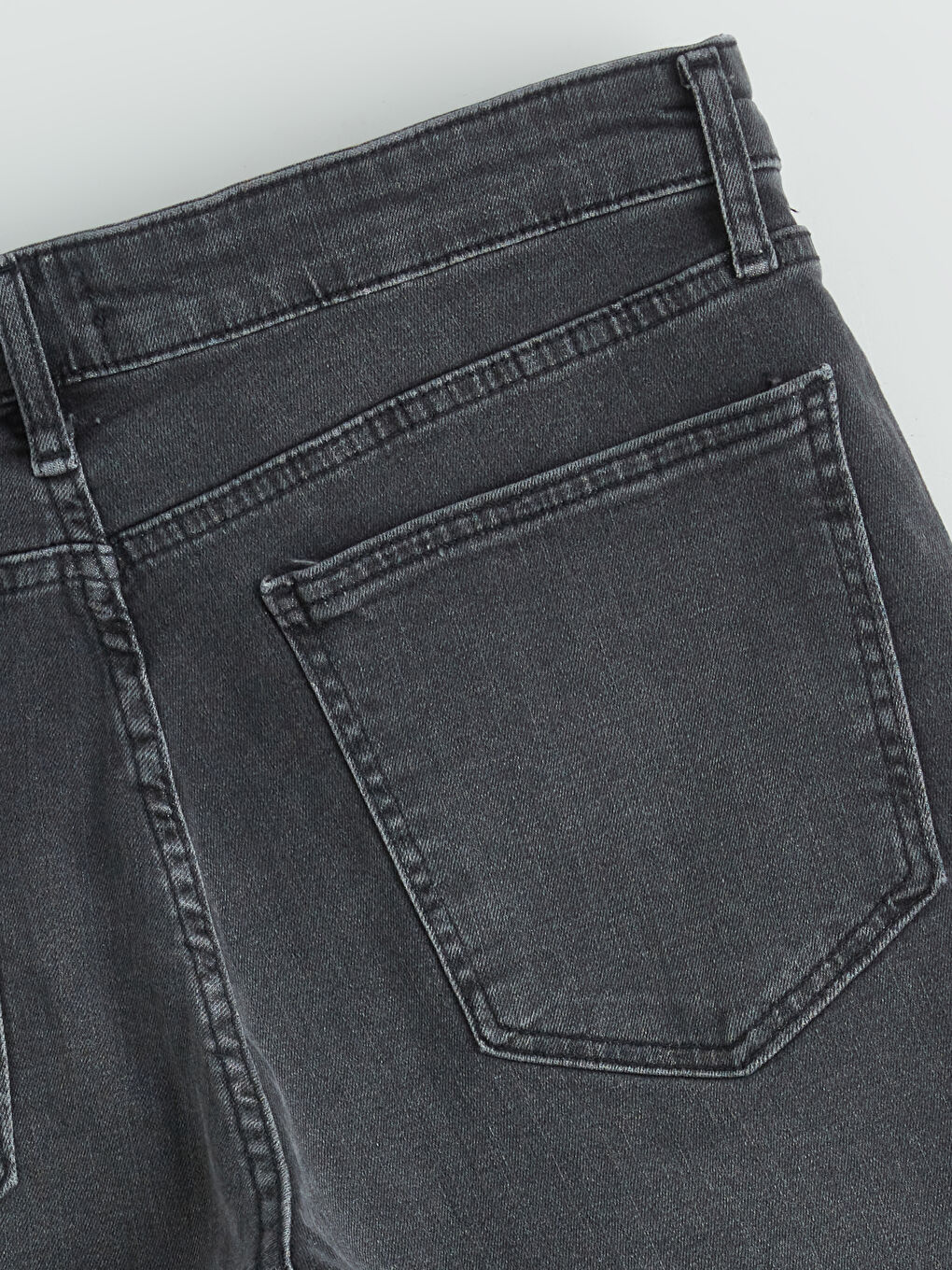 Antrasit Standart Kalıp Erkek Jean Şort-5