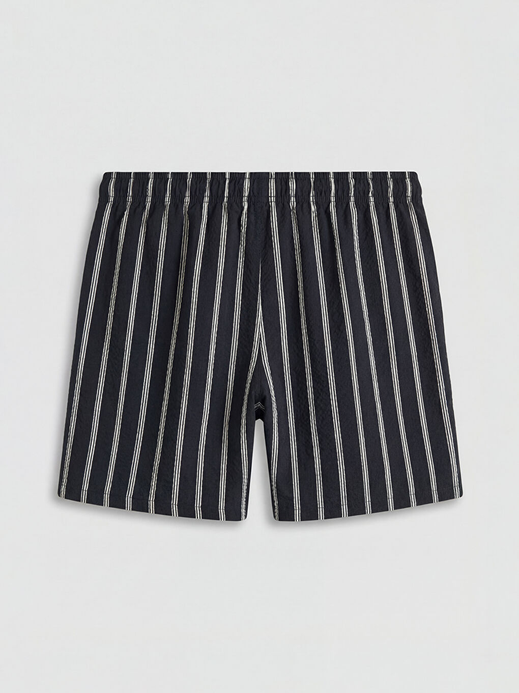 Siyah Kısa Boy Çizgili Erkek Deniz Şortu-1